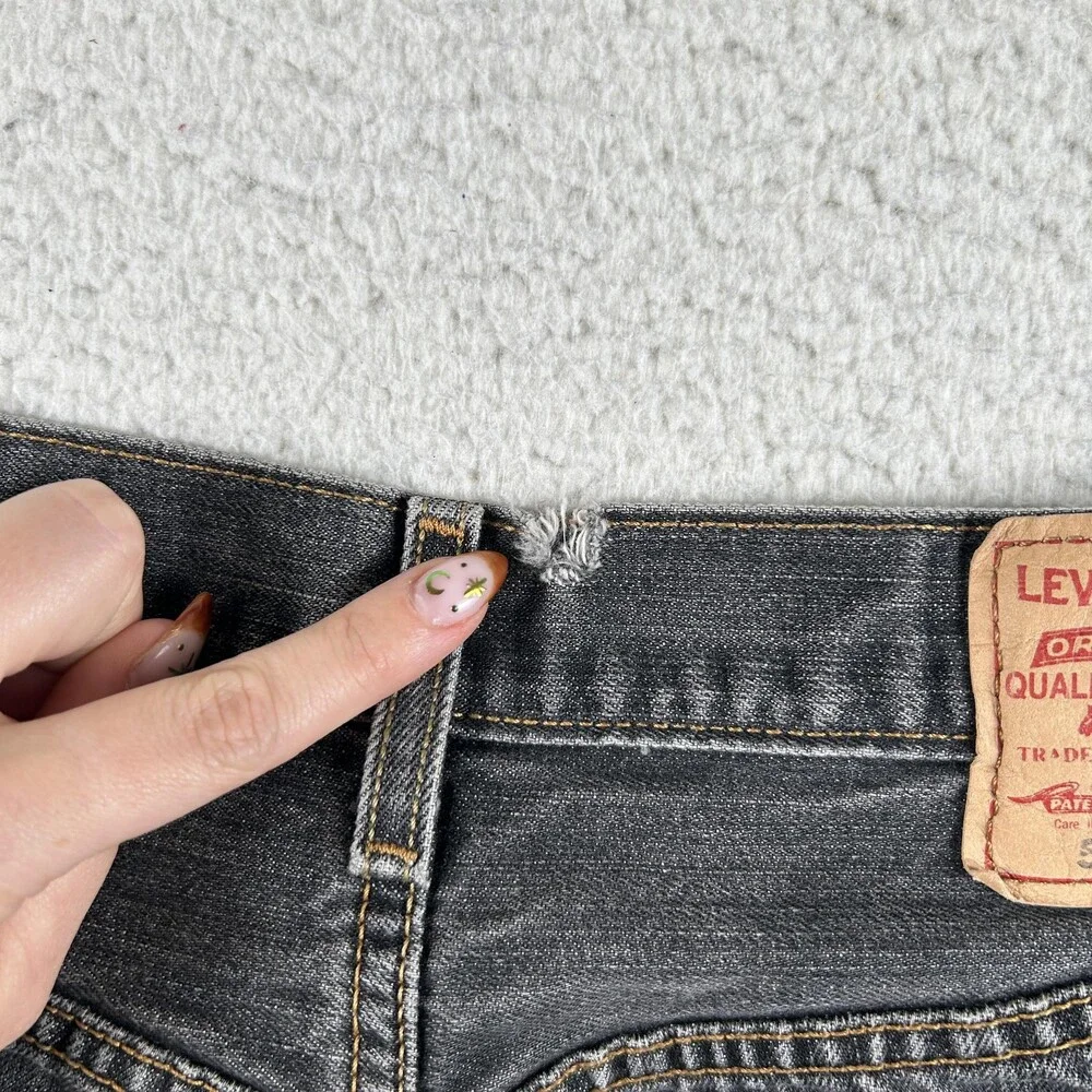 Levis 501XX Jeans Mens 31x30 Charcoal Gray Denim Straight Button Fly Irregular